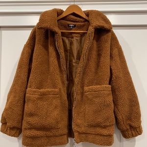 Orange brown teddy jacket